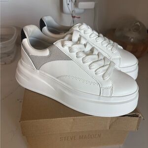 Steve Madden White and Gray Athletic Shoes